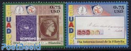 Ecuador 2004 Philately Day 2v [:], Mint NH, Philately - Stamps On Stamps - Art - Handwriting And Autographs - Postzegels Op Postzegels