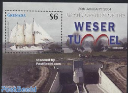Grenada 2004 Weser Tunnel S/s, Mint NH, History - Transport - Germans - Ships And Boats - Art - Bridges And Tunnels - Ships