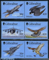 Gibraltar 1999 Figters And Birds Of Prey 3x2v [:], Mint NH, Nature - Transport - Birds - Birds Of Prey - Aircraft & Av.. - Vliegtuigen