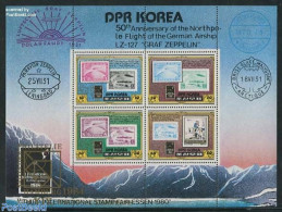 Korea, North 1984 UPU Congress S/s, Mint NH, Transport - Stamps On Stamps - U.P.U. - Zeppelins - Timbres Sur Timbres