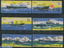 Korea, North 1974 Fishing Ships 6v, Mint NH, Nature - Transport - Fishing - Ships And Boats - Poissons