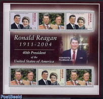 Saint Vincent & The Grenadines 2004 Bequia, Ronald Reagan 6v M/s (4 Diff Stamps In She, Mint NH, History - American Pr.. - St.-Vincent En De Grenadines