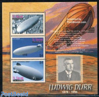 Saint Vincent 2006 Ludwig Durr, Zeppelin 3v M/s, Mint NH, Transport - Zeppelins - Zeppeline