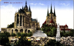 CPA Erfurt In Thüringen, Dom, Severikirche, Monument, Markt - Other & Unclassified
