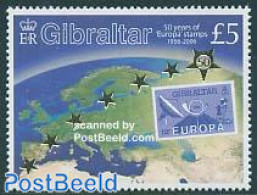 Gibraltar 2005 50 Years Europa Stamps 1v, Mint NH, History - Various - Europa Hang-on Issues - Stamps On Stamps - Maps - Europese Gedachte