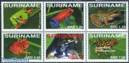 Suriname, Republic 2007 Frogs 6v [++], Mint NH, Nature - Animals (others & Mixed) - Frogs & Toads - Reptiles - Suriname