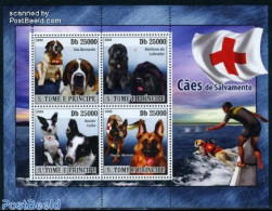 Sao Tome/Principe 2008 Rescue Dogs 4v M/s, Mint NH, Health - Nature - Red Cross - Dogs - Rotes Kreuz