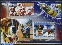 Sao Tome/Principe 2008 Dogs S/s, Mint NH, Health - Nature - Transport - Red Cross - Dogs - Space Exploration - Rode Kruis