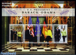 Gambia 2009 Obama Visits Germany 4v M/s, Mint NH, History - American Presidents - Germans - Gambie (...-1964)