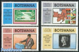 Botswana 1990 Mixed Issue 4v, Mint NH, Various - Stamps On Stamps - Maps - Postzegels Op Postzegels