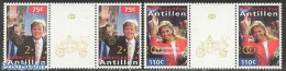 Netherlands Antilles 2002 Alexander & Maxima Wedding 2v, Gutter Pairs, Mint NH, History - Kings & Queens (Royalty) - Familles Royales