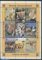 Niger 1998 Animals 9v M/s, Mint NH, Nature - Various - Animals (others & Mixed) - Birds - Cat Family - Owls - Rotary - Rotary, Club Leones