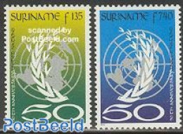 Suriname, Republic 1995 UNO 50th Anniversary 2v, Mint NH, History - United Nations - Surinam