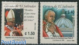El Salvador 1996 Popes Visit 2v, Mint NH, Religion - Pope - Religion - Pausen