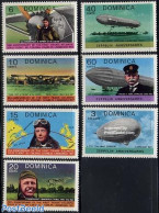 Dominica 1978 Charles Lindbergh 7v, Mint NH, Transport - Various - Aircraft & Aviation - Zeppelins - Maps - Avions