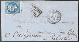 Lettre 22 LGC 281 Bannières-de-Bigorre (63) Latresne Gironde (32) T22 Perlé Après Le Départ 22.06.1864 France – 8bleu - 1849-1876: Classic Period