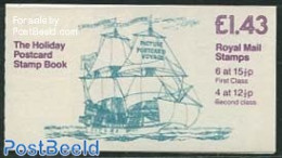 Great Britain 1982 Def. Booklet, Holiday Postcard, Selvedge At Right, Mint NH, Transport - Stamp Booklets - Ships And .. - Neufs