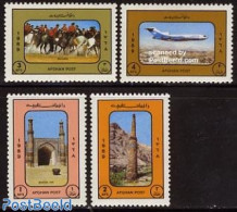 Afghanistan 1989 Tourism 4v, Mint NH, Nature - Transport - Various - Horses - Aircraft & Aviation - Tourism - Vliegtuigen