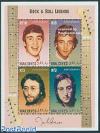 Maldives 1995 John Lennon 4v M/s, Mint NH, Performance Art - Music - Popular Music - Musique