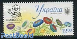 Ukraine 2012 Euro 2012 Football 1v, Stadiums As Flowers, Mint NH, History - Sport - Europa Hang-on Issues - Football - Europese Gedachte