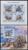 Maldives 2013 Seals Of The Indian Ocean 2 S/s, Mint NH, Nature - Sea Mammals - Maldives (1965-...)