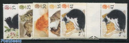 Great Britain 1995 Cats 5v, Gutter Pairs, Mint NH, Nature - Cats - Autres & Non Classés