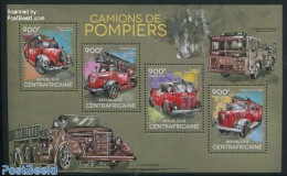 Central Africa 2014 Fire Engines 4v M/s, Mint NH, Transport - Fire Fighters & Prevention - Feuerwehr