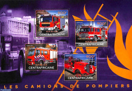 Central Africa 2014 Fire Engines 4v M/s, Mint NH, Transport - Fire Fighters & Prevention - Pompieri