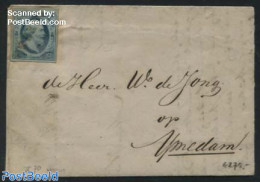 Netherlands 1856 Letter With 5c Stamp, Canc. WORKUM (bleached), Postal History - Briefe U. Dokumente