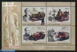 Hungary 2016 Fire Brigade S/s, Mint NH, Transport - Automobiles - Fire Fighters & Prevention - Unused Stamps