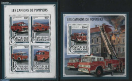 Central Africa 2016 Fire Engines 2 S/s, Mint NH, Transport - Automobiles - Fire Fighters & Prevention - Coches