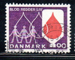 DANEMARK DANMARK DENMARK DANIMARCA 1974 BLOOD SAVES LIVES DONERS 90o USED USATO OBLITERE' - Gebruikt