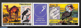 Mali 1979 Philexfrance 2v+tab [:T;}, Purple Label, Mint NH, Nature - Birds - Camels - Philately - Stamps On Stamps - Stamps On Stamps