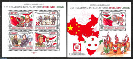 Burundi 2013 Diplomatic Relations With China 2 S/s, Mint NH, History - Various - Flags - Politicians - Maps - Geografía