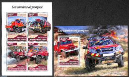 Central Africa 2018 Fire Engines 2 S/s, Mint NH, Transport - Automobiles - Fire Fighters & Prevention - Cars