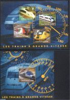 Central Africa 2014 Railways 2 S/s, Mint NH, Science - Transport - Telephones - Stamps On Stamps - Railways - Télécom