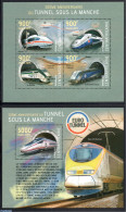 Central Africa 2014 Railways Eurotunnel 2 S/s, Mint NH, Transport - Railways - Trains