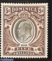 Dominica 1907 5sh, WM Multiple CA-Crown, Stamp Out Of Set, Unused (hinged) - Dominicaine (République)