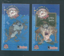 Q966 - 2 CARTES LENTICULAIRES KINDER - LOONEY TUNES - TAZ - Other & Unclassified