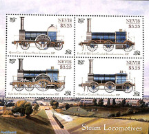 Nevis 2014 Steam Locomotives 4v M/s, Mint NH, Transport - Railways - Trains