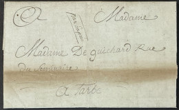 Lettre LAC Bordeaux Gironde à Tarbes 31.07.1783 France – 9ciel - 1701-1800: Précurseurs XVIII