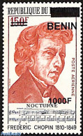 Benin 2009 Frederic Chopin, Overprint, Mint NH, Various - Errors, Misprints, Plate Flaws - Art - Composers - Ongebruikt