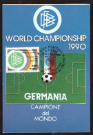 Cartolina Calcio Germania Campioni Del Mondo 1990 - Annullo Filatelico Roma 1990 - Fussball