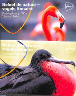 Netherlands 2024 Birds From Bonaire, Presentation Pack 680a+b, Mint NH, Nature - Birds - Flamingo - Unused Stamps