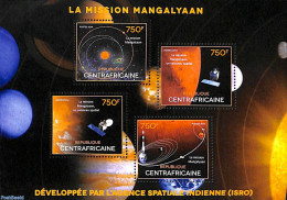 Central Africa 2014 Mangalyaan Mission 4v M/s, Mint NH, Transport - Space Exploration - Centraal-Afrikaanse Republiek