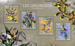 Central Africa 2014 Orchids 4v M/s, Mint NH, Nature - Flowers & Plants - Orchids - Zentralafrik. Republik