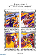 Central Africa 2020 Kobe Bryant 4v M/s, Mint NH, Sport - Transport - Basketball - Helicopters - Pallacanestro