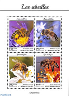 Central Africa 2020 Bees 4v M/s, Mint NH, Nature - Bees - Insects - Central African Republic