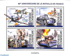 Central Africa 2020 Battle Of France 4v M/s, Mint NH, History - Transport - World War II - Aircraft & Aviation - 2. Weltkrieg