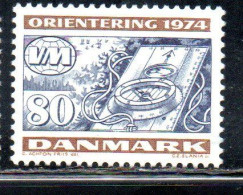 DANEMARK DANMARK DENMARK DANIMARCA 1974 WORLD ORIENTEERING CHAMPIONSHIPS COMPASS 80o MNH - Ongebruikt